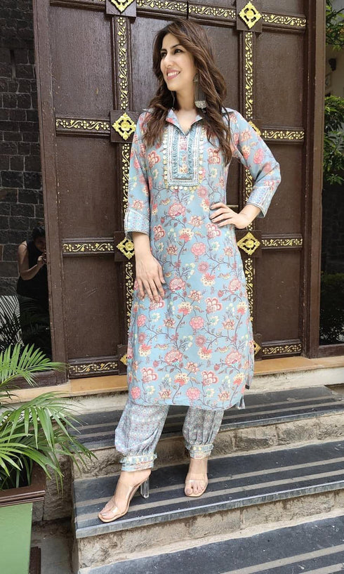Pastel Blue Pathani Set